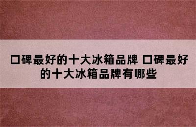 口碑最好的十大冰箱品牌 口碑最好的十大冰箱品牌有哪些